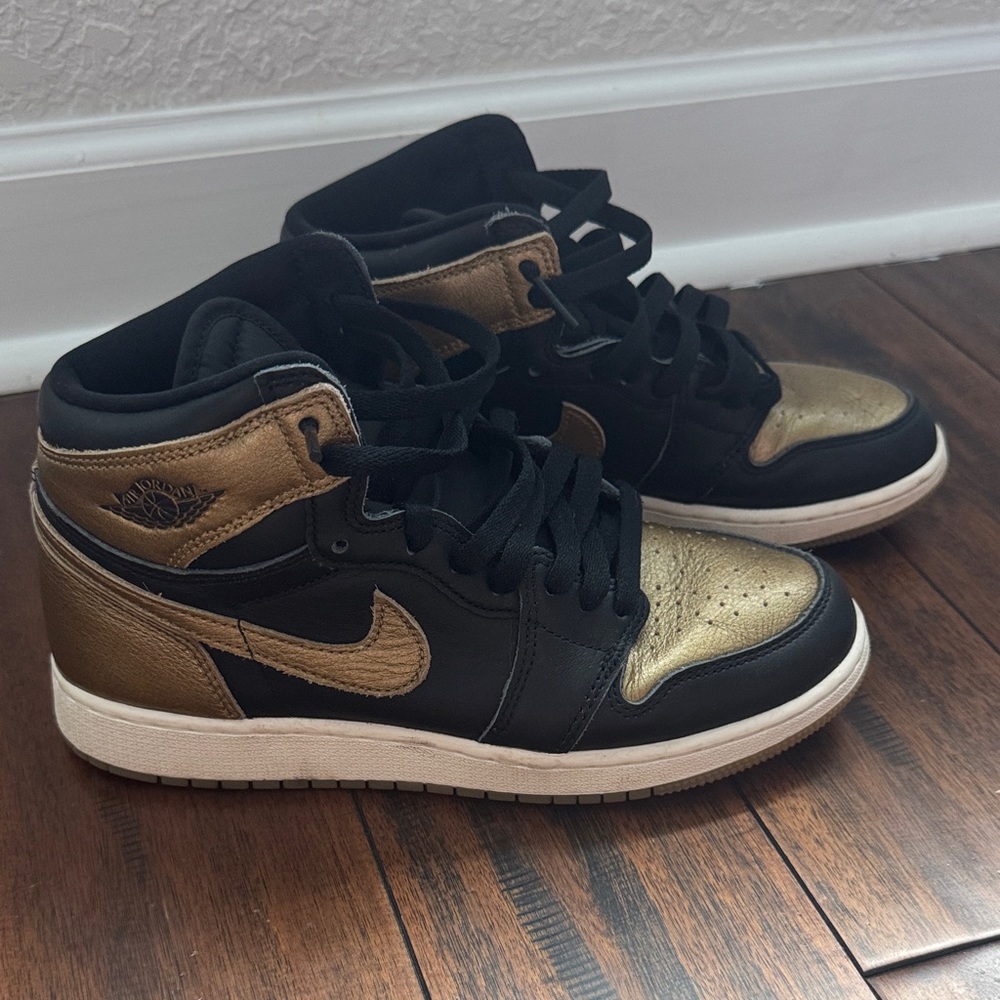 Black and Gold High-Top Sneakers